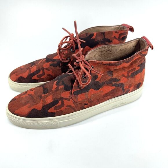 Del Toro Mens Size 13 Orange Red Camo Chukka Suede Leather High Top Shoes